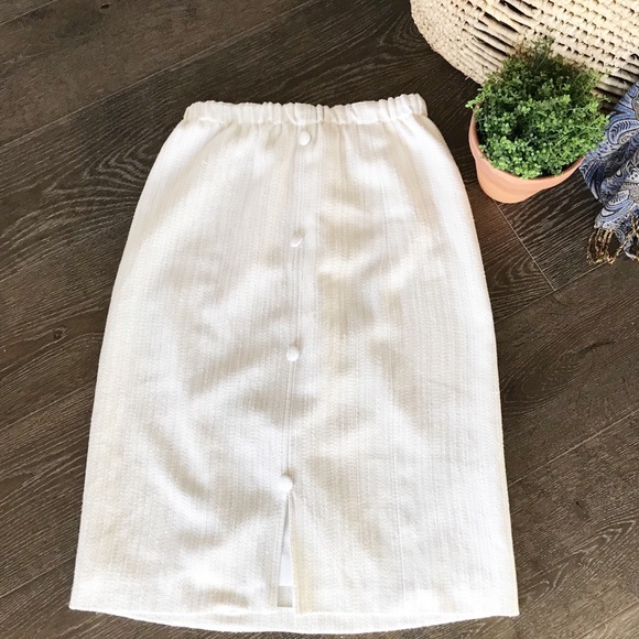 Vintage Dresses & Skirts - 2/$30 Vintage off white tweed elastic waist skirt